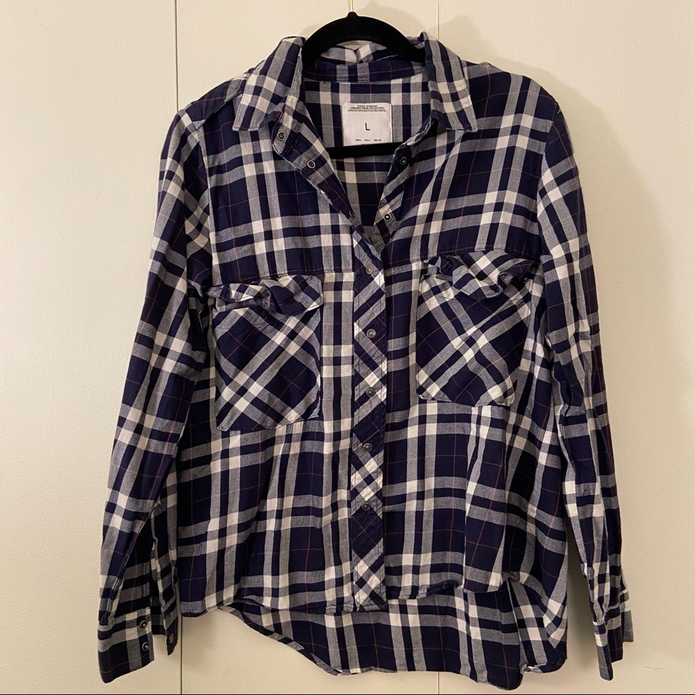 Navy plaided shirt